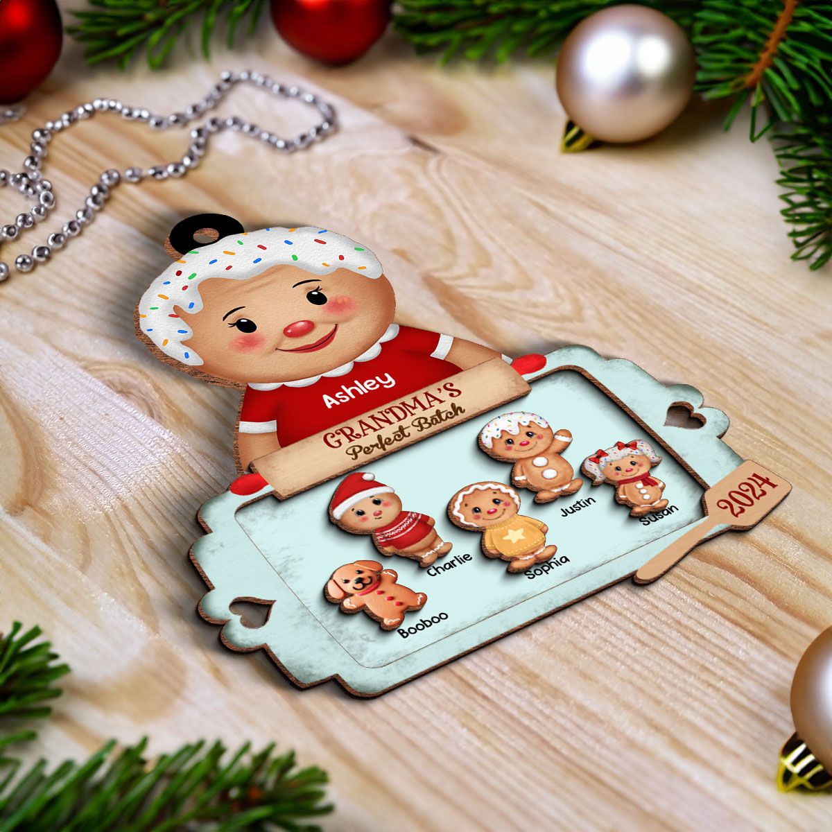 Christmas Grandma's Perfect Batch Grandkids Dogs Cats Personalized 2-Layer Ornament