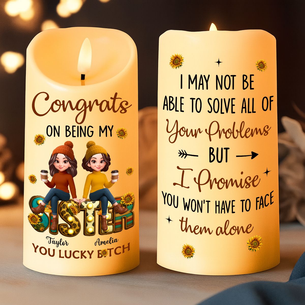 To My Bestie Western Fall Vibe Personalized LED Candle