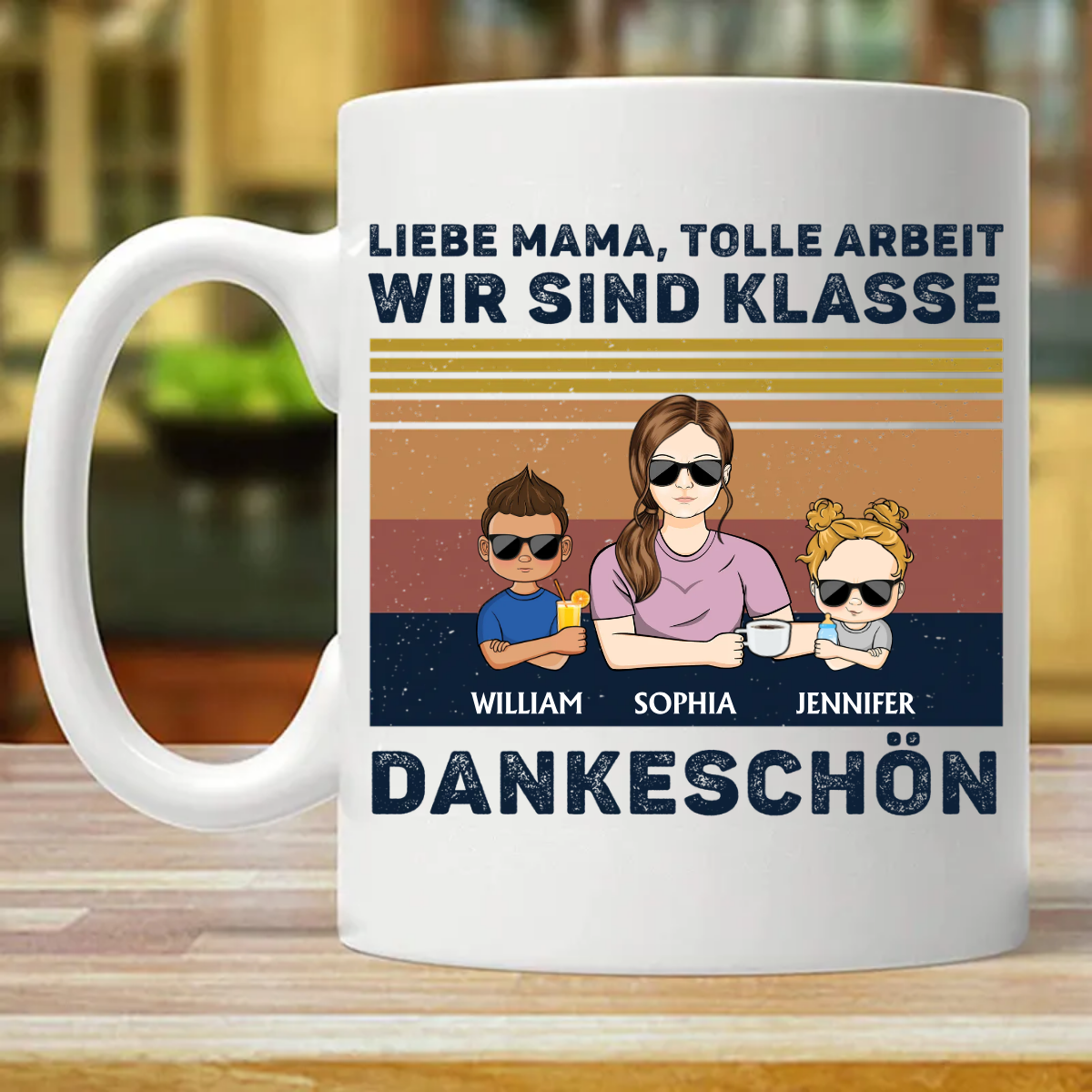 Liebe Mama Tolle Arbeit Wir Sind Klasse Dankeschön Jung - Geschenk für Mama - Personalisierte Tasse