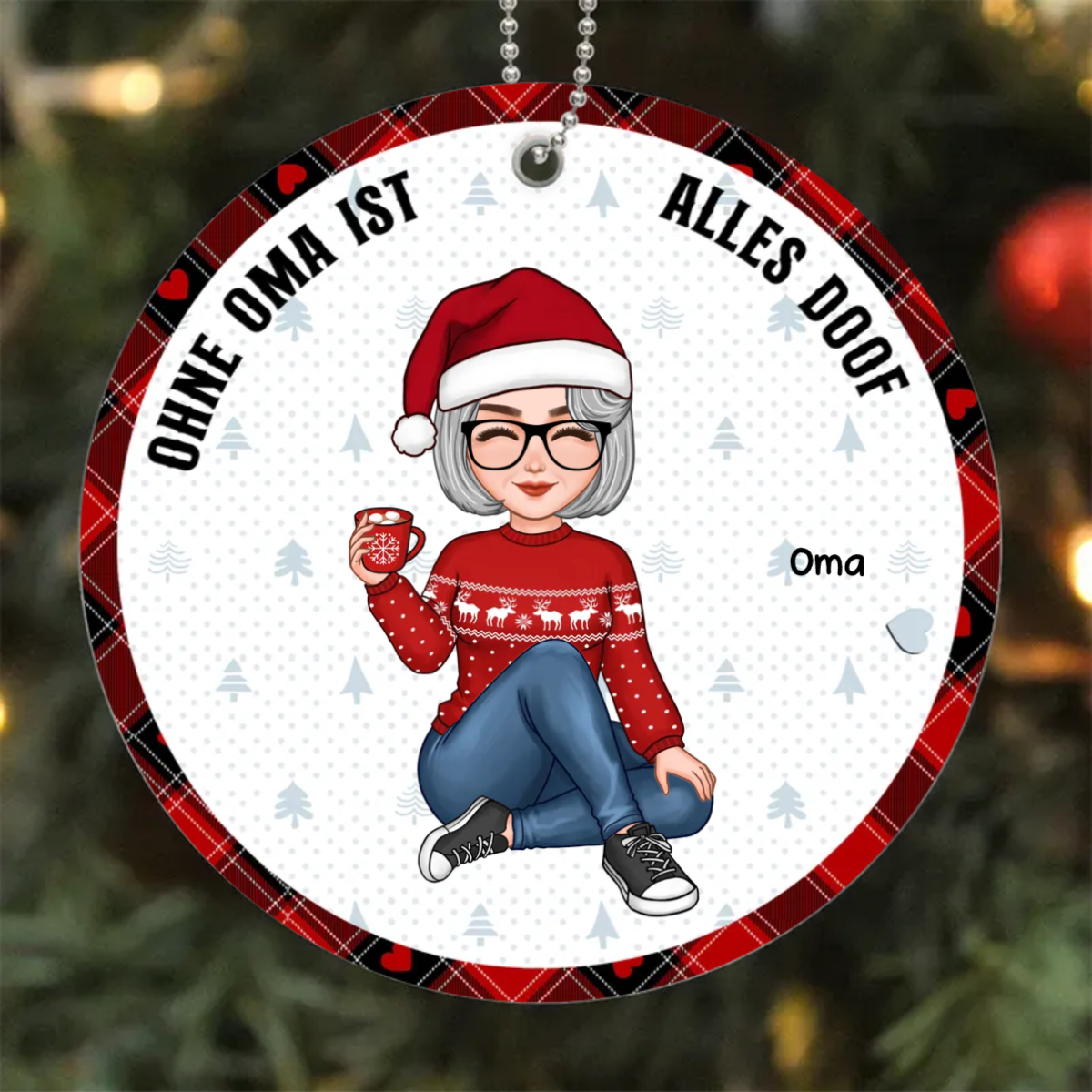 Ohne Oma ist alles doof - Personalized Circle Ceramic Ornament