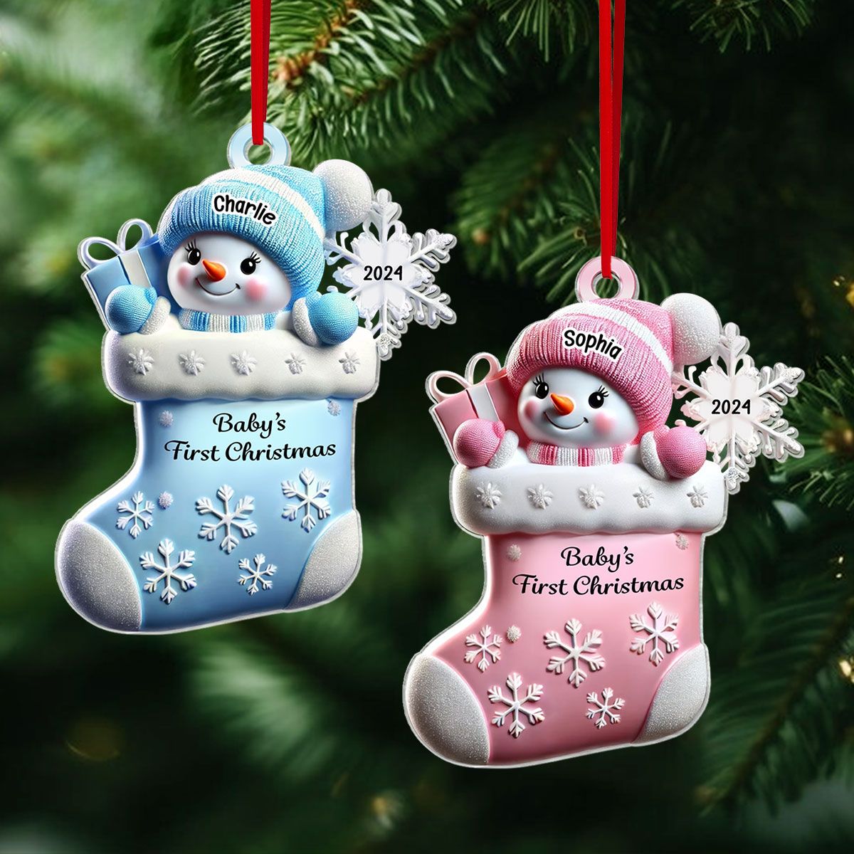 Snowman Baby's First Christmas Ornament Personalized, Custom Baby Boy Girl Christmas Ornament, Christmas Keepsake, Gift for Kid