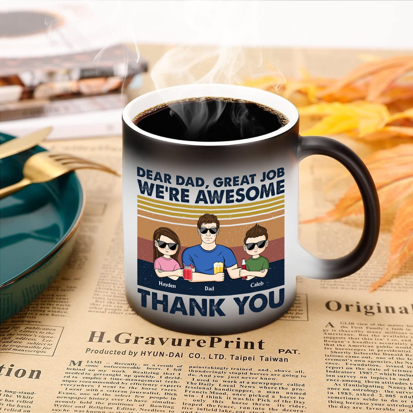 Dear Dad Great Job We're Awesome Thank You - Gift For Father - Personalized Custom Discoloration Cup