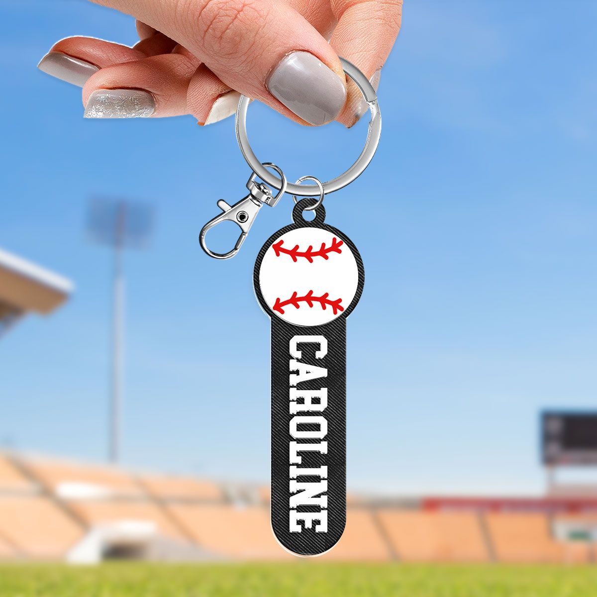 Baseball, Basketball, Softball, Soccer, Football Sports Personalized Keychain, Bag Tag, Name Tag - Personalized Acrylic Keychain