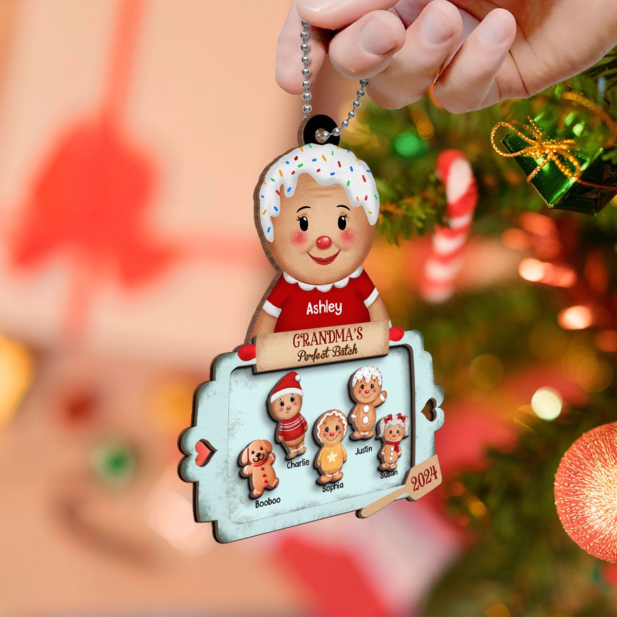 Christmas Grandma's Perfect Batch Grandkids Dogs Cats Personalized 2-Layer Ornament