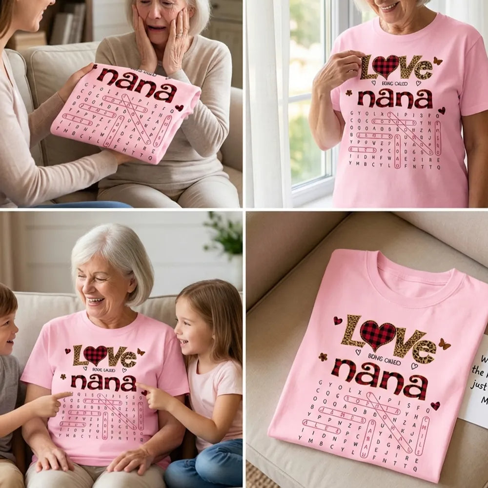 Love Being Called Grandma Leopard Pattern Word Search Puzzle - Personalized Shirt - Mother's Day Gift For Grandma Mom