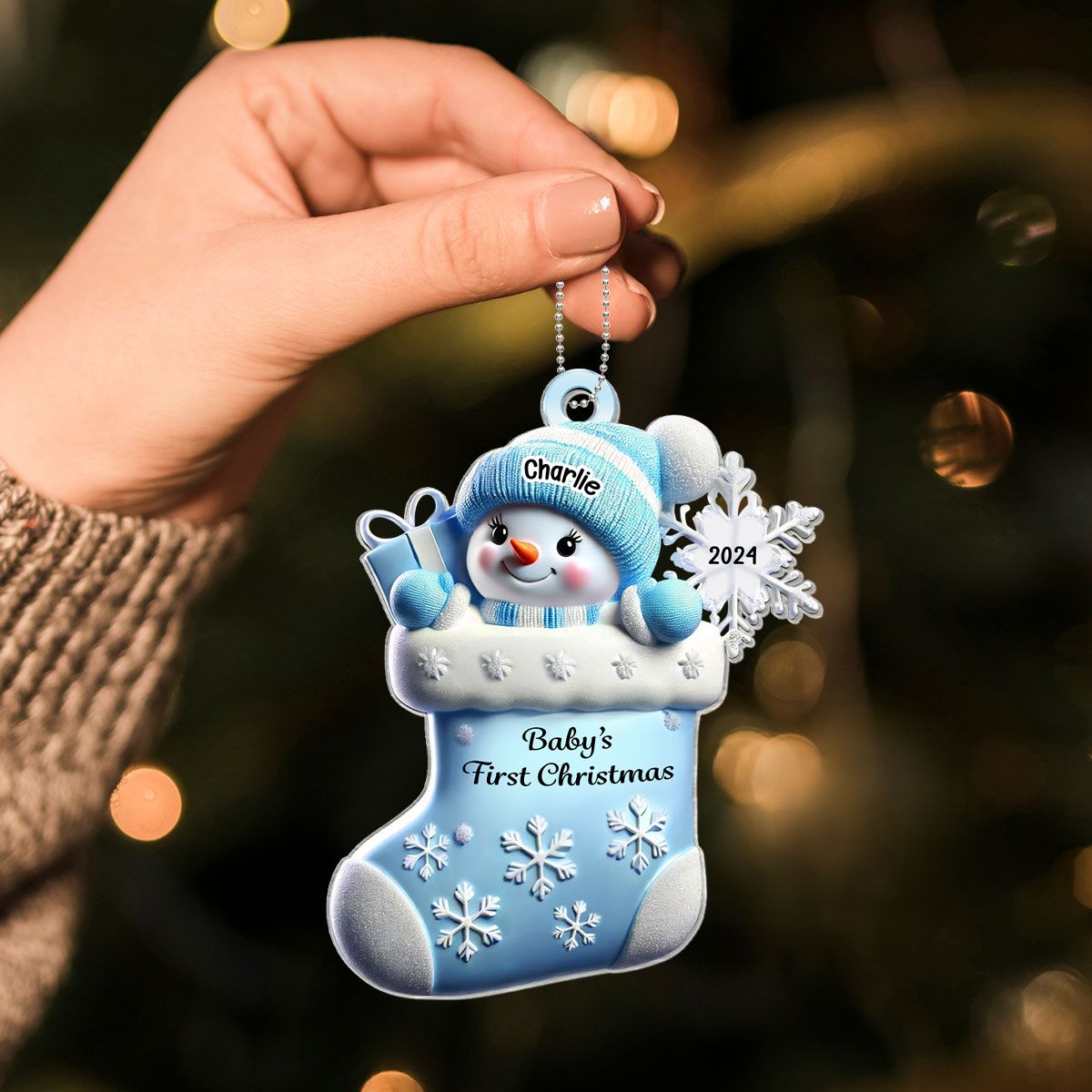 Snowman Baby's First Christmas Ornament Personalized, Custom Baby Boy Girl Christmas Ornament, Christmas Keepsake, Gift for Kid