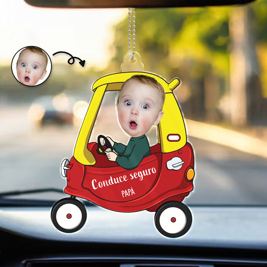 Foto personalizada Conduce seguro Papá - Birthday, Loving Gift For Dad, Father, Papa, Grandpa - Personalized Acrylic Car Hanger