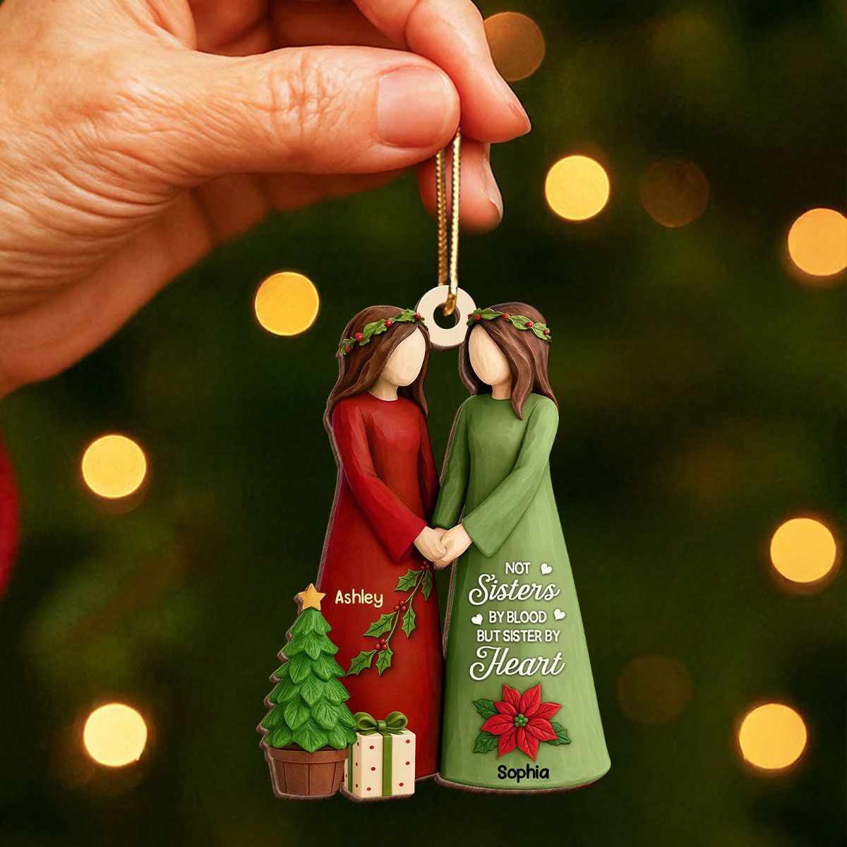 Christmas Best Friends Are Hard To Find 3D Effect Personalized Wooden Ornament, Christmas Gift Friendship Gift for Besties