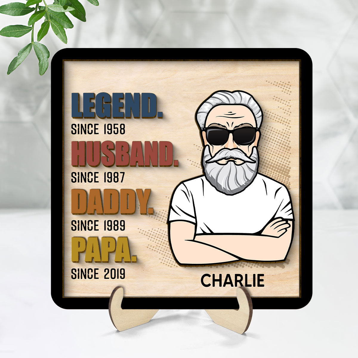 Legend Grandpa Personalized 2-Layer Wooden Plaque