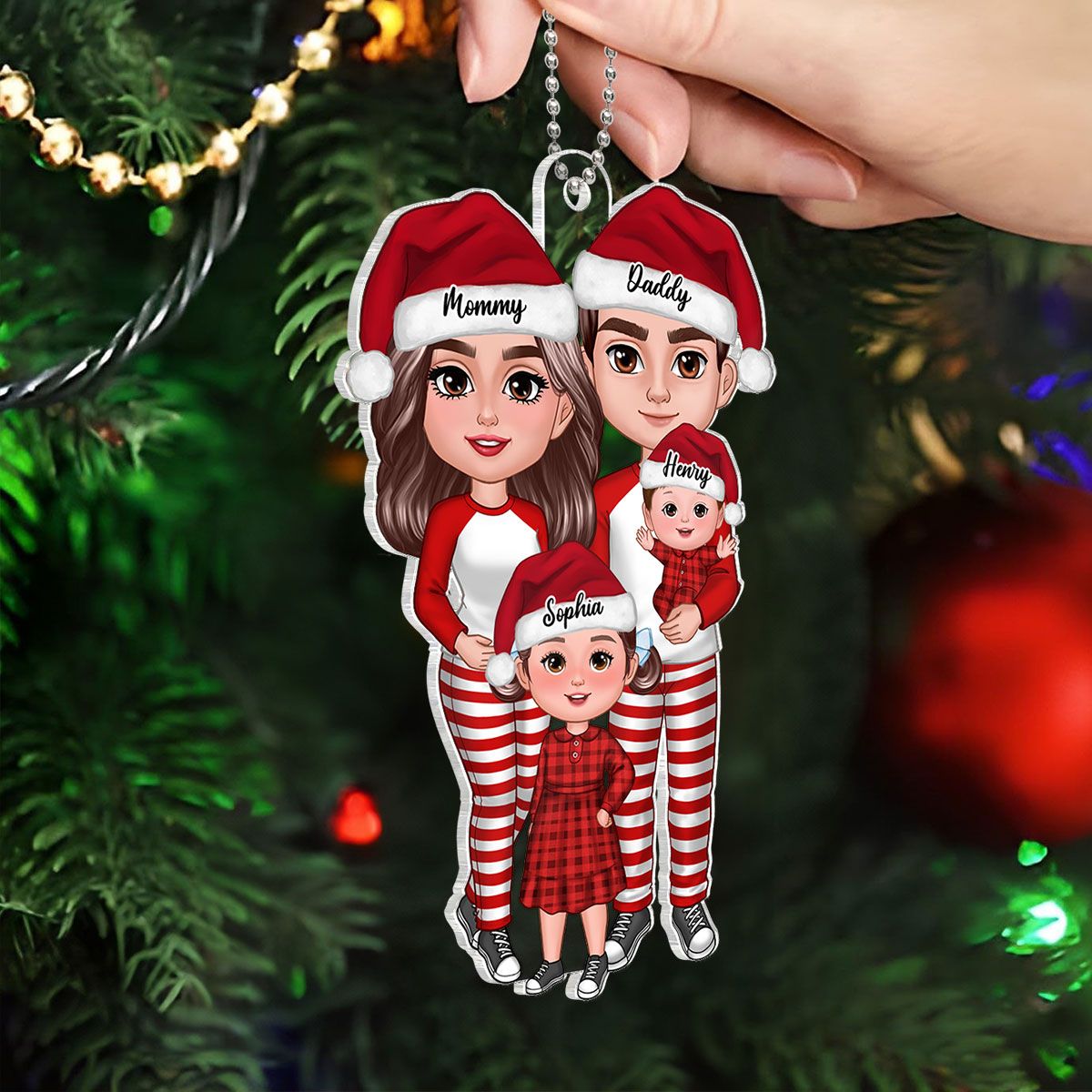 Family Standing Personalized Acrylic Ornament, Christmas Gift for Husband, Daughter, Son