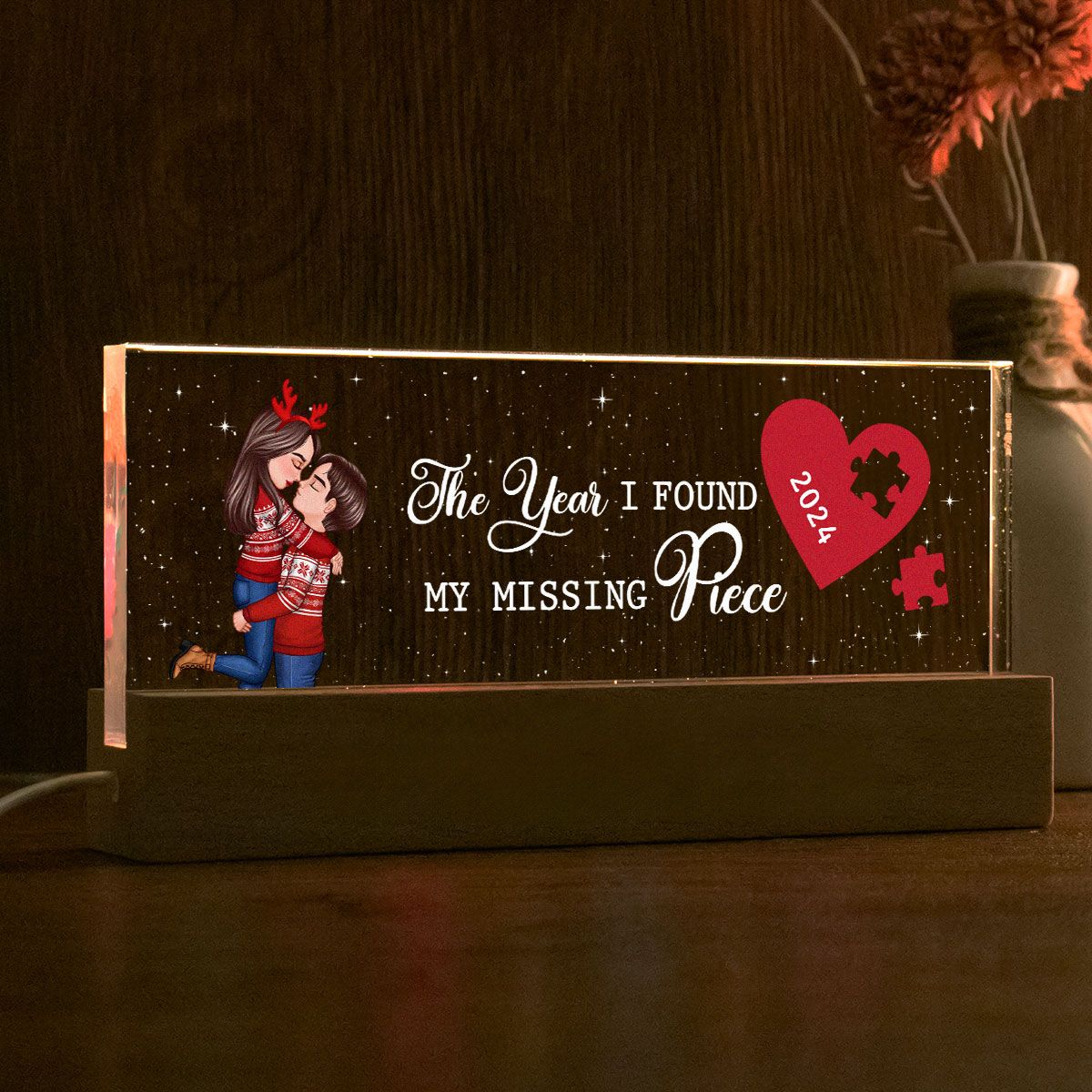 The Year I Found My Missing Piece Personalized Acrylic block LED Night Light