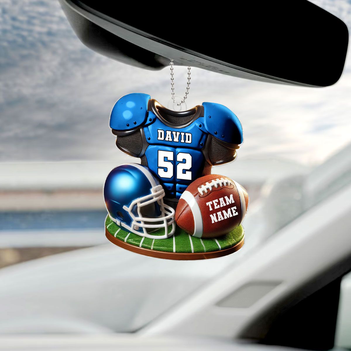 Football Jersey Uniform Personalized Acrylic Car Hanger Ornament, Gift for him, Gift for boyfriend, Gift for son