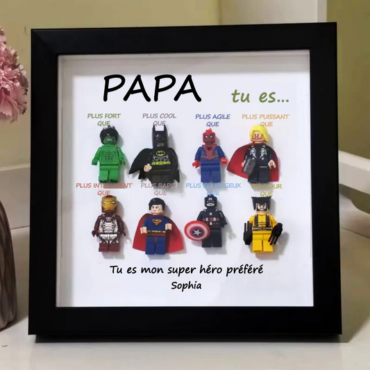 Papa tu es mon héros - Cadeau pour père - Cadre personnalisé