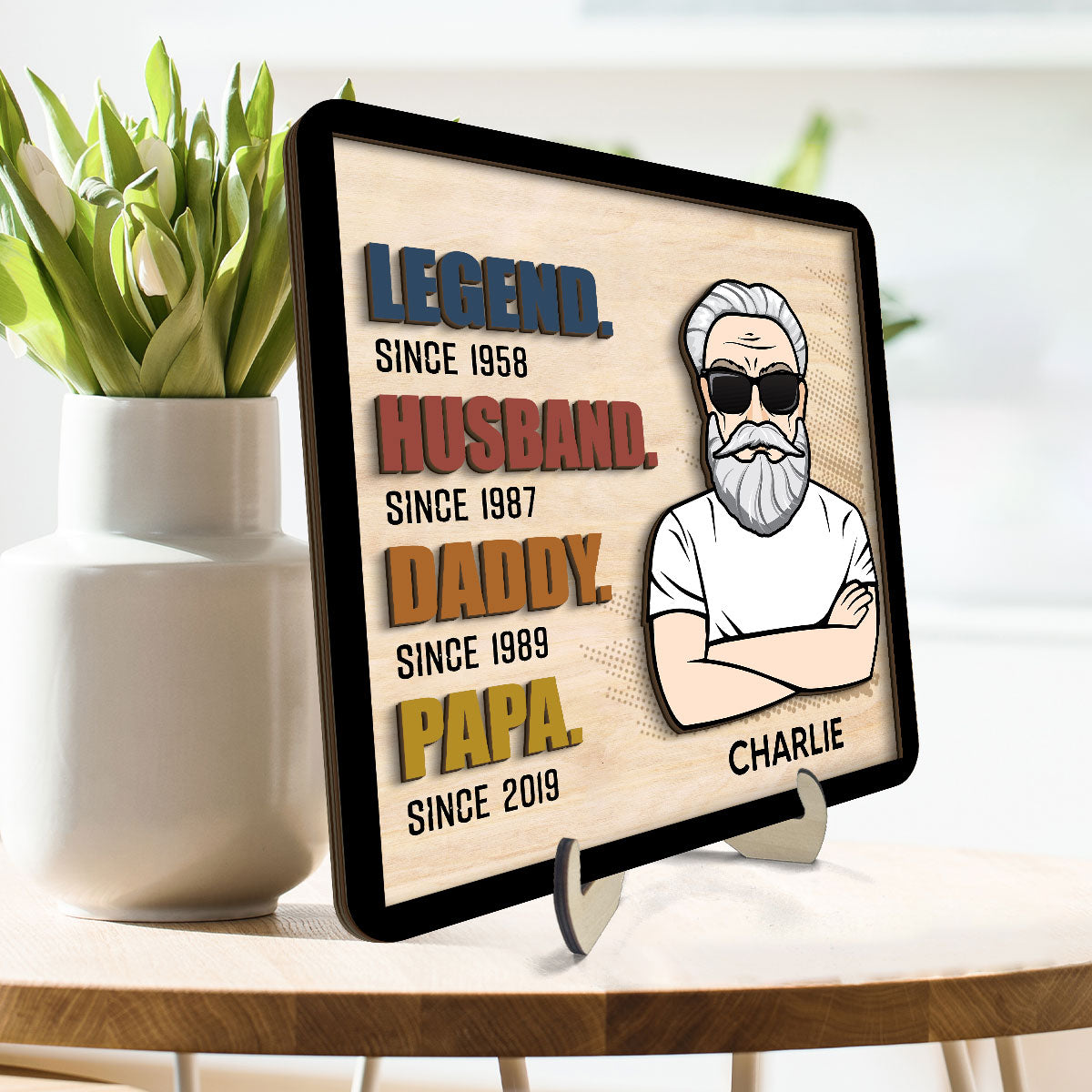 Legend Grandpa Personalized 2-Layer Wooden Plaque