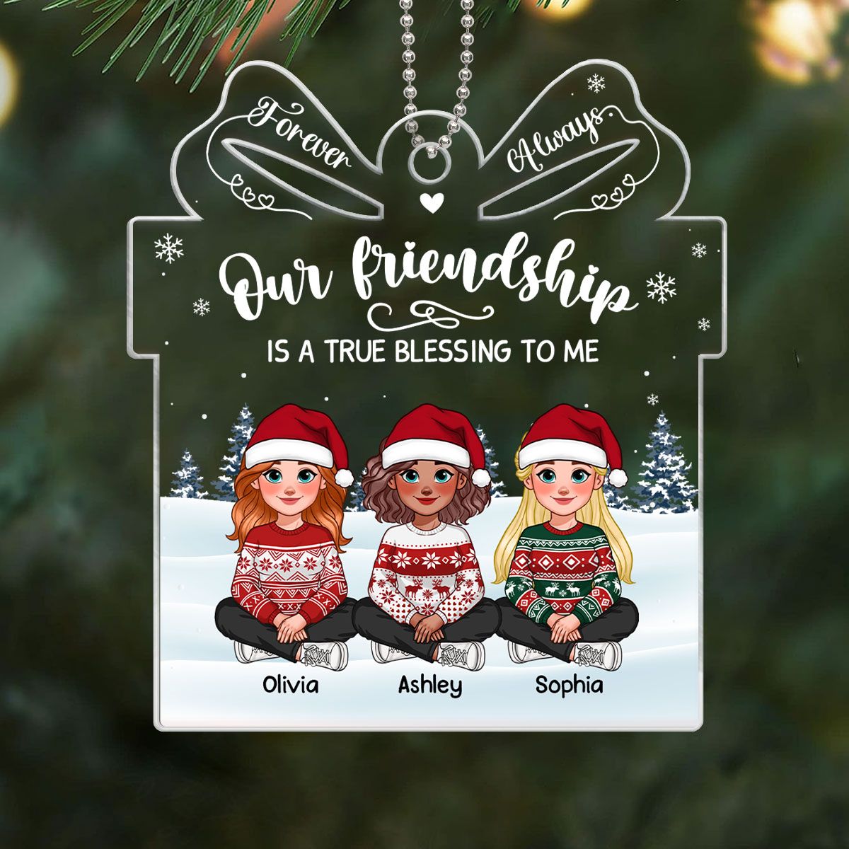 Our friendship Is A True Blessing To Me Personalized Acrylic Ornament, Gift For Best Friends