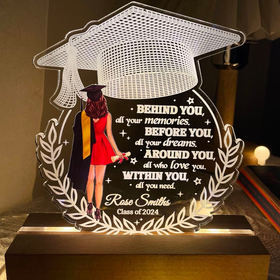 Behind You All Your Memories Graduation Gift Personalized Custom Shape Warm LED Night Light