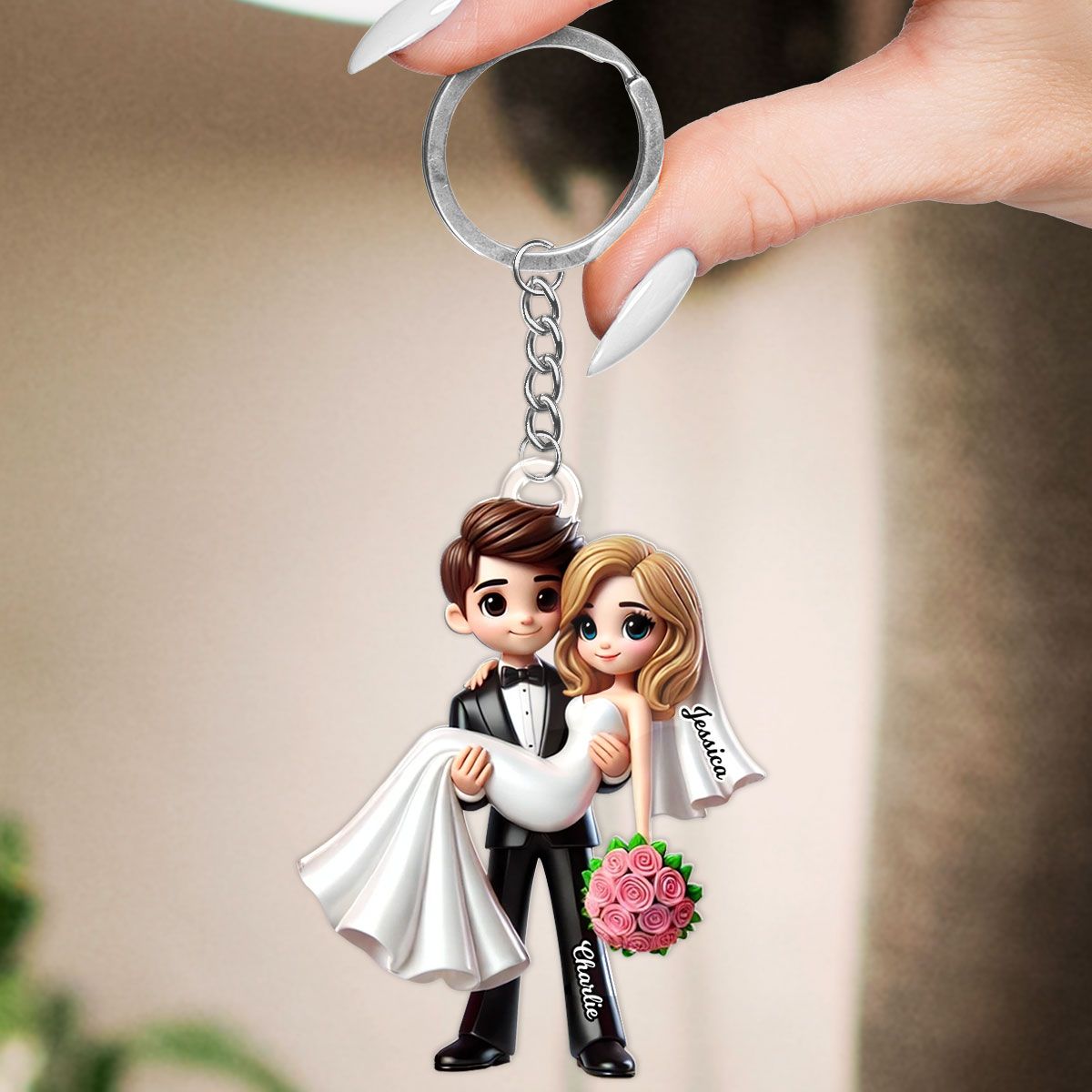 Personalized Mr Mrs Married Couple Personalized Acrylic Keychain, Gift for him, Gift for her