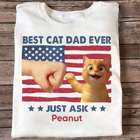 Best Cat Dad Nation Flag Personalized Shirt, Cute Cartoon Funny Cats, Gift for Cat Dads