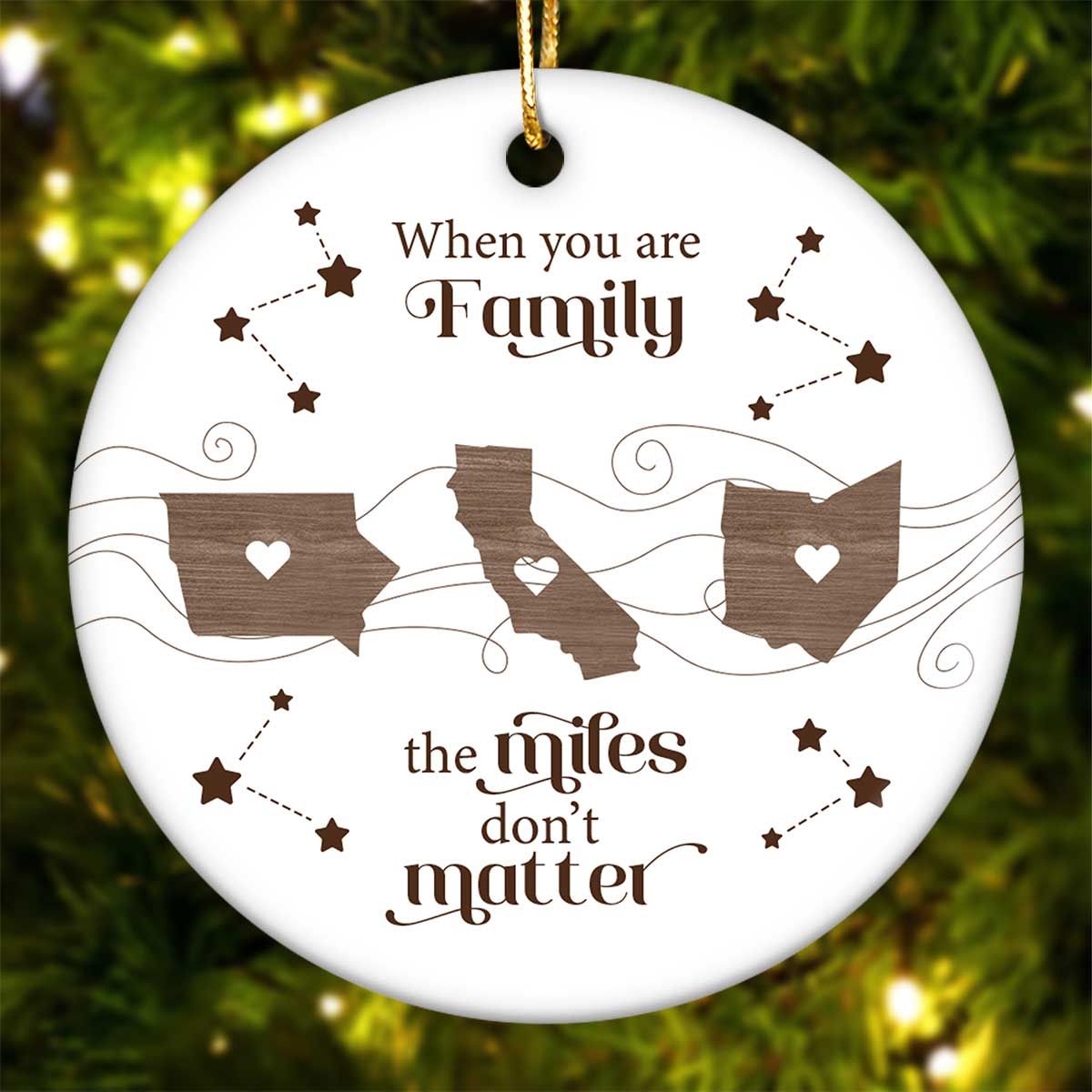 Long Distance Family Friends Siblings Sisters Besties Personalized Ceramic Ornament, Togetherness Christmas Gift