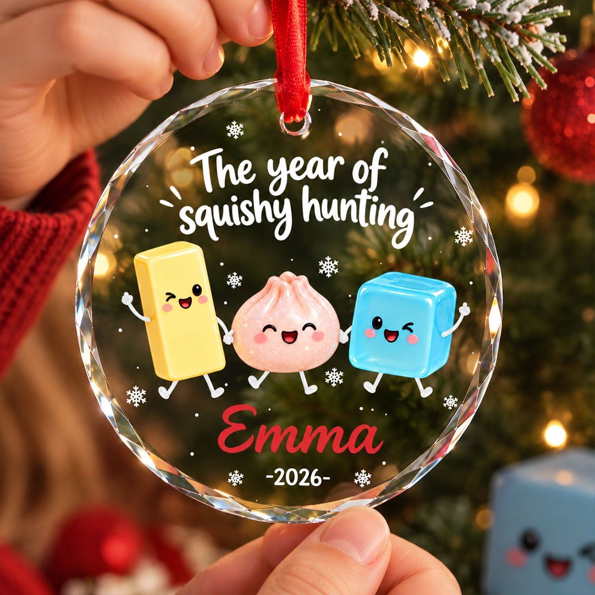The Year Of Squishies 2D Flat - Personalized Glass Ornament - Christmas Gift For Squishy Lovers, Gift for Kids, 2026 Keepsake
