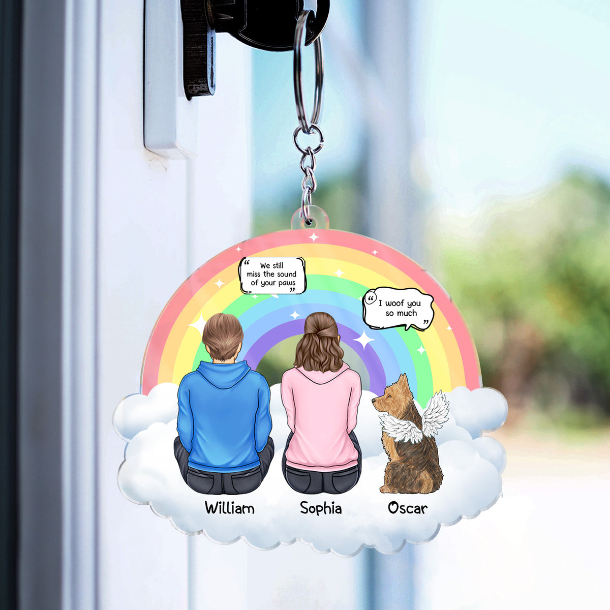 I Miss You - Memorial Gift For Pet Lovers, Dog Mom, Dog Dad, Cat Mom, Cat Dad - Personalized Cutout Acrylic Keychain