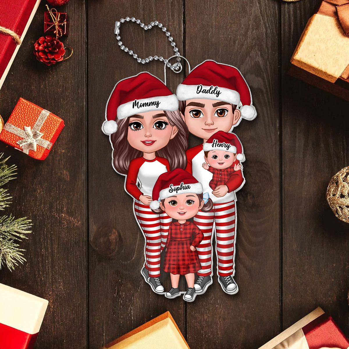 Family Standing Personalized Acrylic Ornament, Christmas Gift for Husband, Daughter, Son