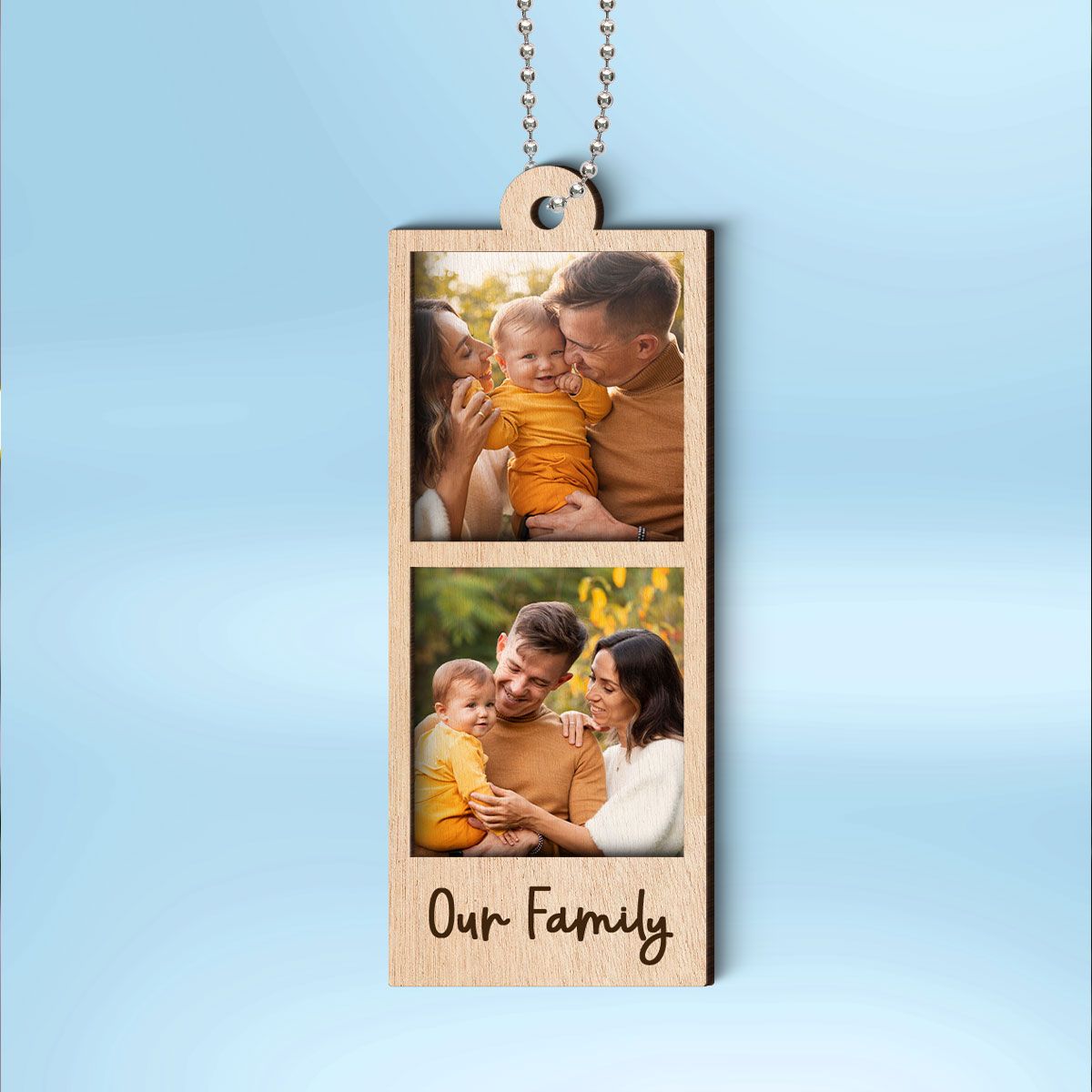 Family Couple Sisters Besties Photo Strip Ornament, Personalized Photo Strip Christmas Ornament, 2-Layered Wooden Ornament