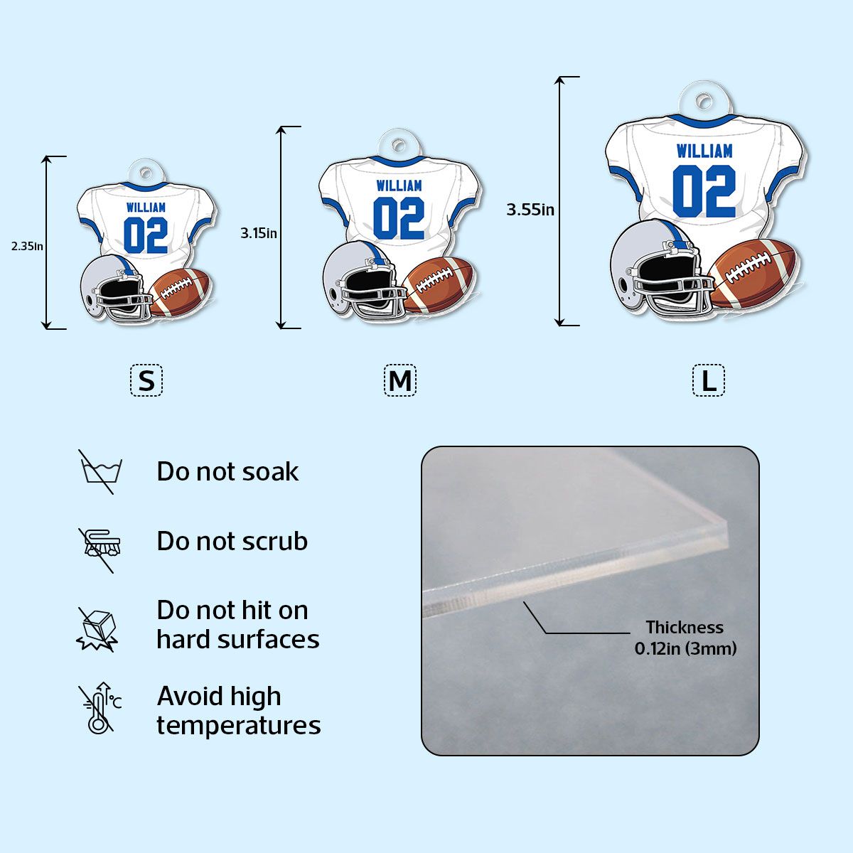 American Football Jersey Personalized Acrylic Keychain, Gift For Son, Husband