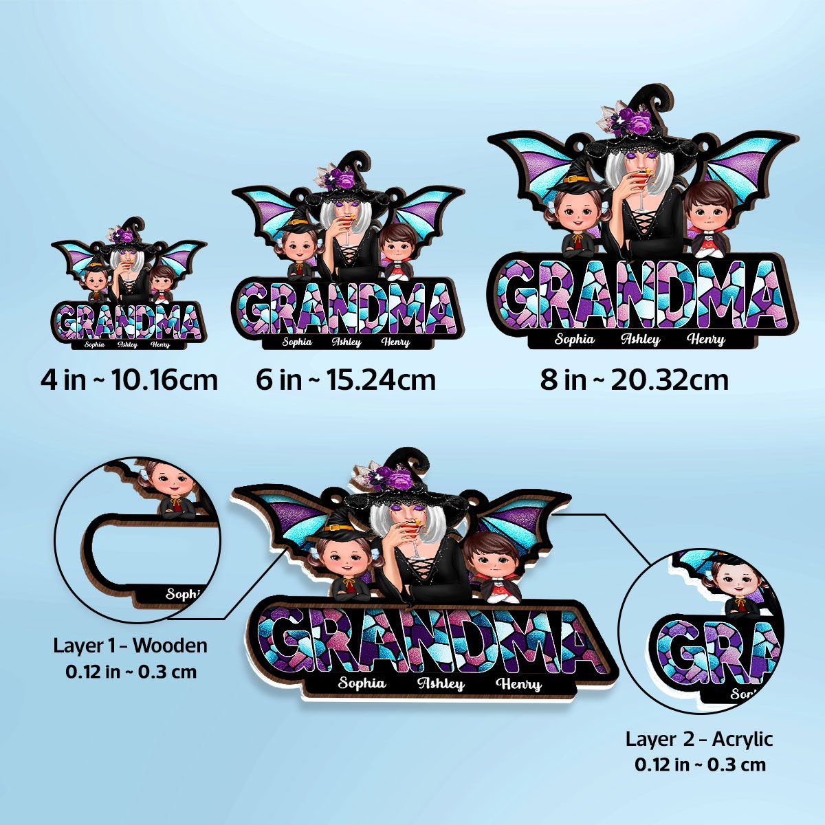 Halloween Grandma And Grandkids On Text Personalized Suncatcher