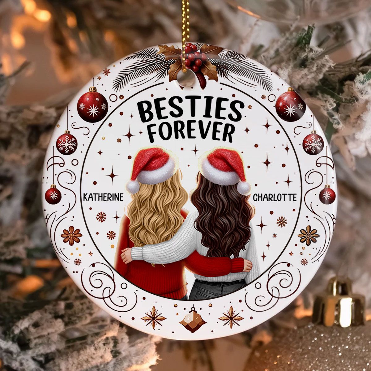 Personalized Besties Forever Ornament – Cheerful Holiday Warmth and Joy