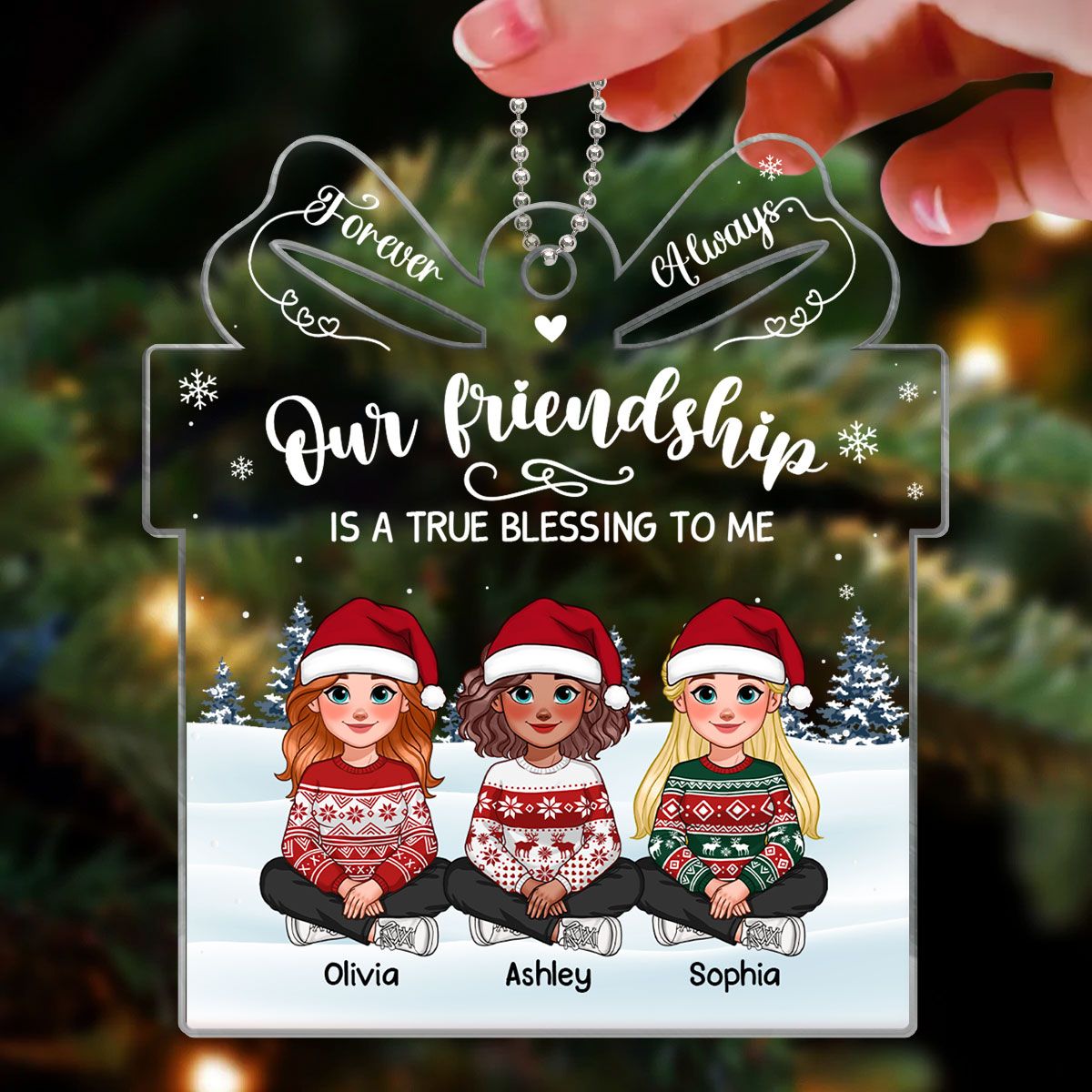 Our friendship Is A True Blessing To Me Personalized Acrylic Ornament, Gift For Best Friends