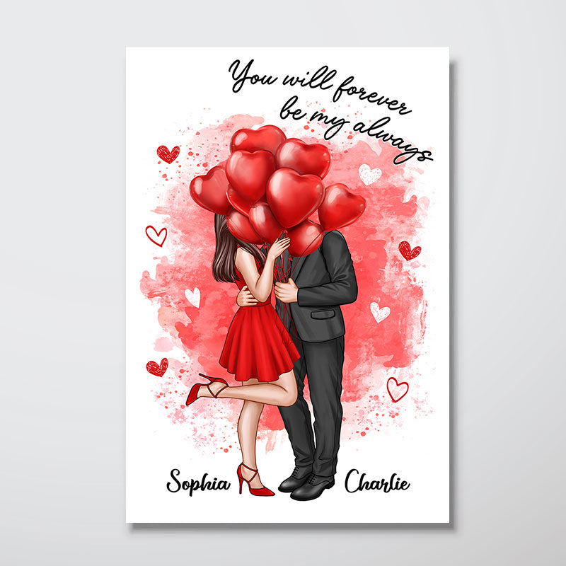 Watercolor Elegant Couple Valentine‘s Gift Personalized Vertical Poster