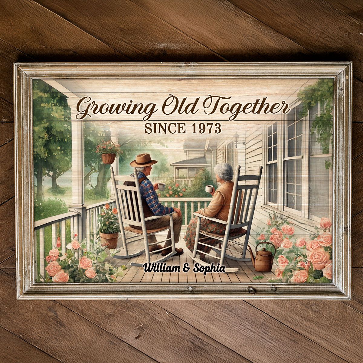 Old Couple Sitting Together On The Porch Personalized Poster, Heartfelt Valentine's Day Gift For Him, For Her, Husband, Wife