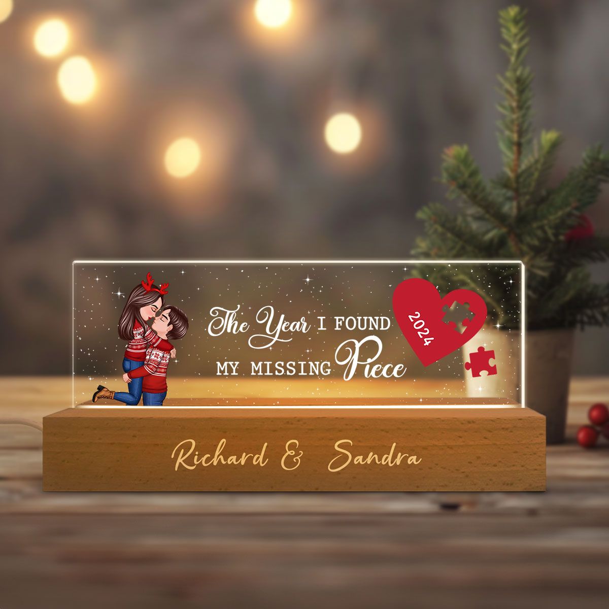 The Year I Found My Missing Piece Personalized Acrylic block LED Night Light