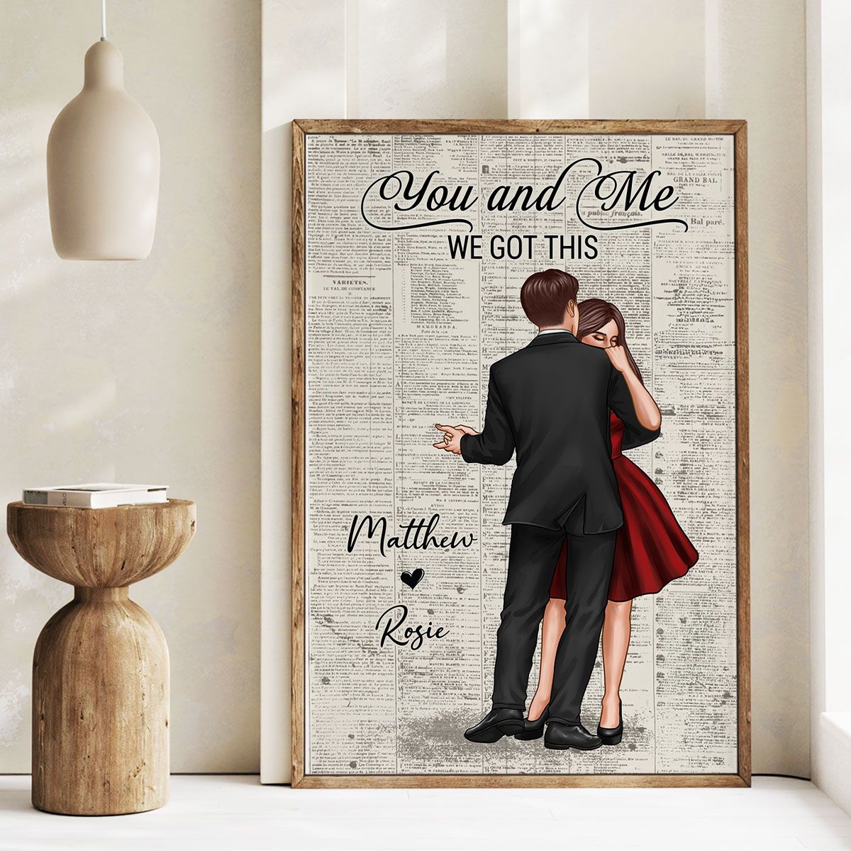 Couple Dancing Vintage Newspaper Anniversary Gift Personalized Poster