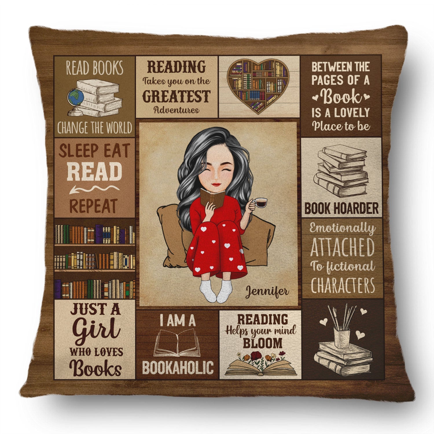 Reading My Reading Pillow I'm A Bookaholic - Gift For Book Lovers - Personalized Pillow