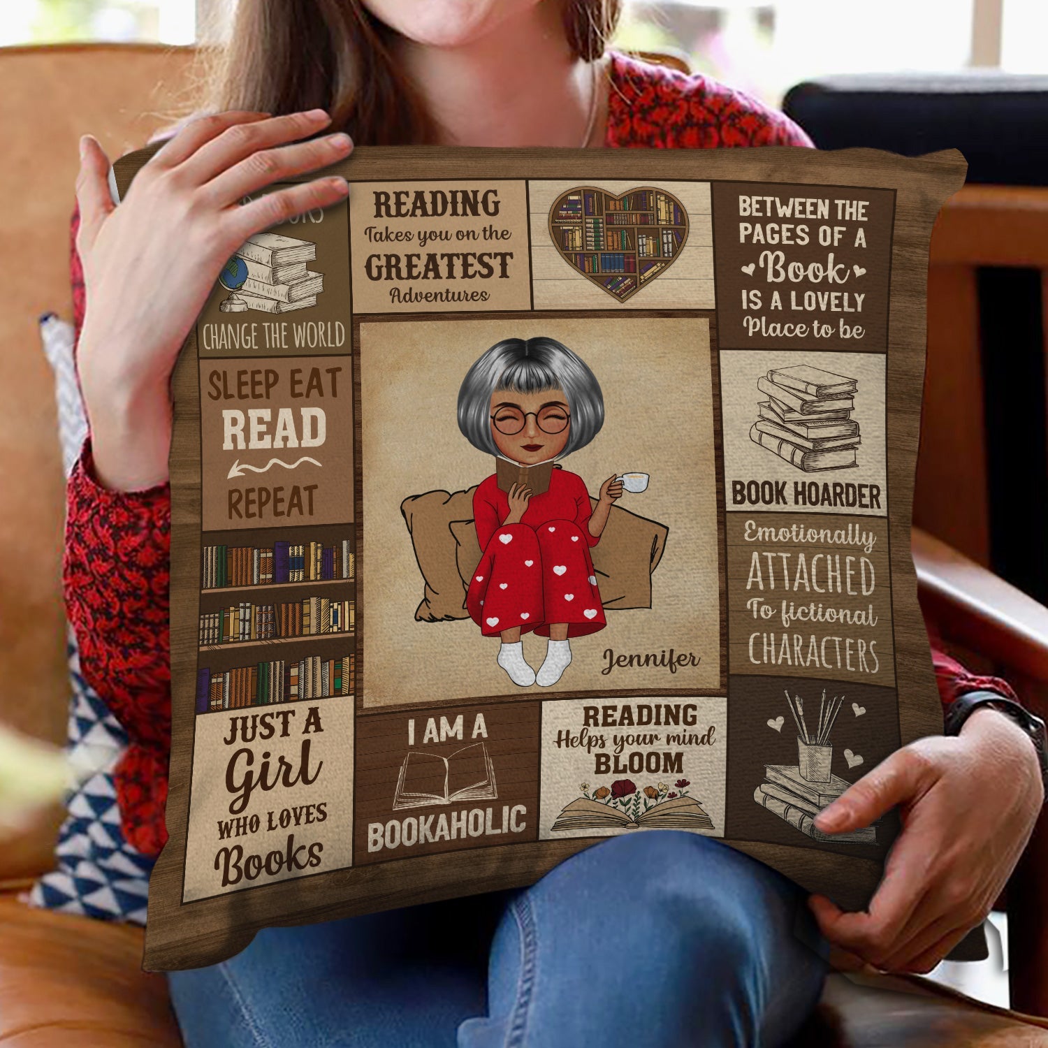 Reading My Reading Pillow I'm A Bookaholic - Gift For Book Lovers - Personalized Pillow