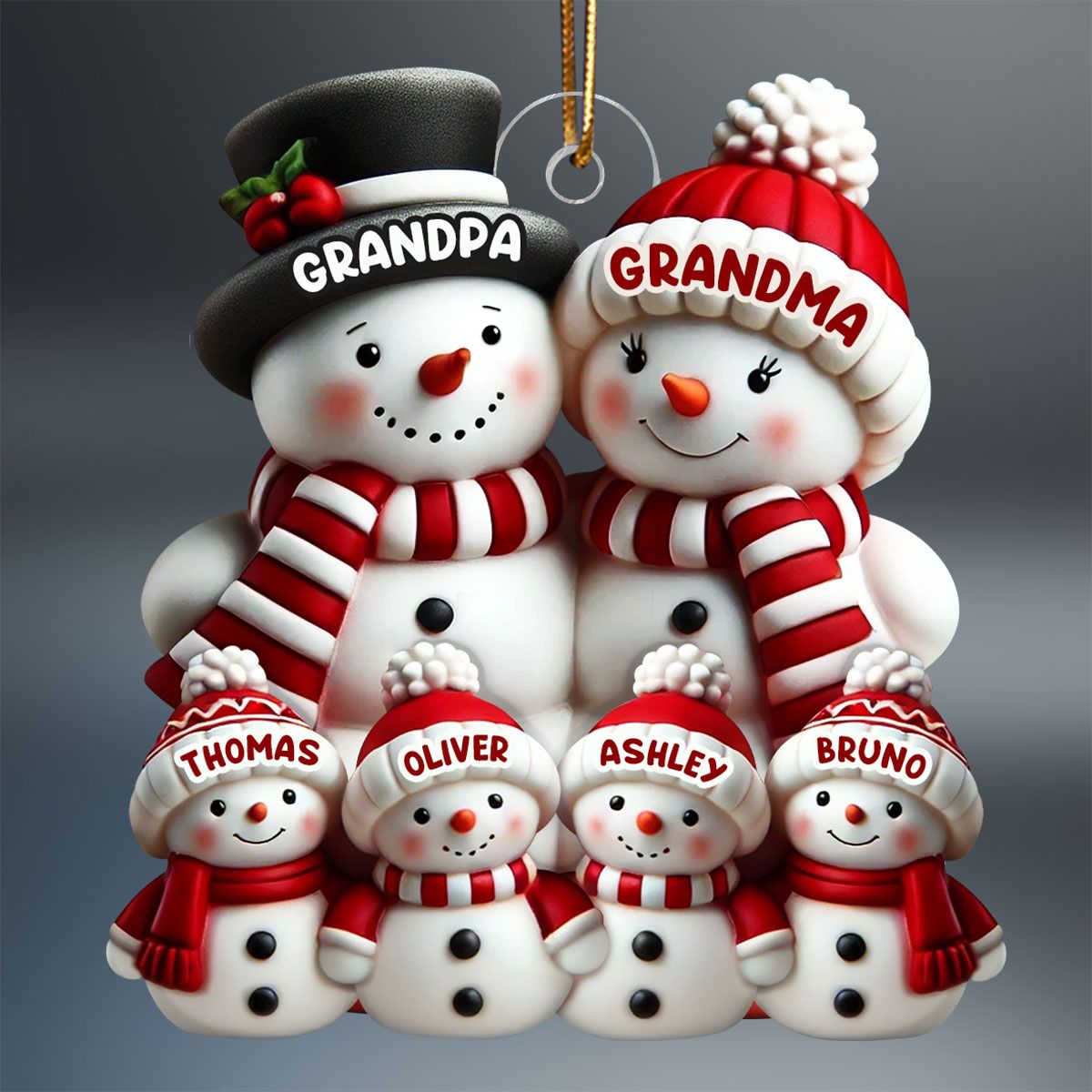 Cute Snowman Family Christmas Decor Personalized Acrylic Ornament