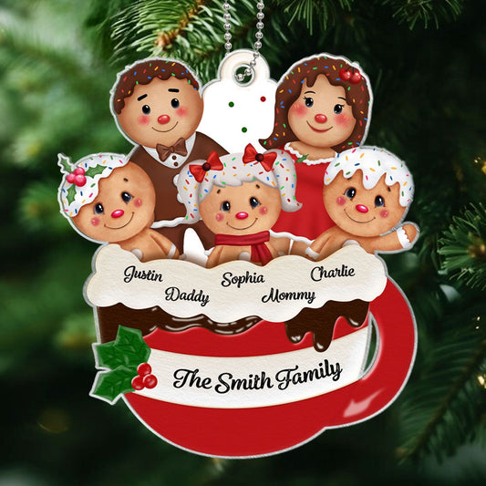 Personalized Gingerbread Family Christmas Ornament 2024, Custom Christmas Gift for Children, Grandchildren, Personalized Xmas Gift, Christmas Decor