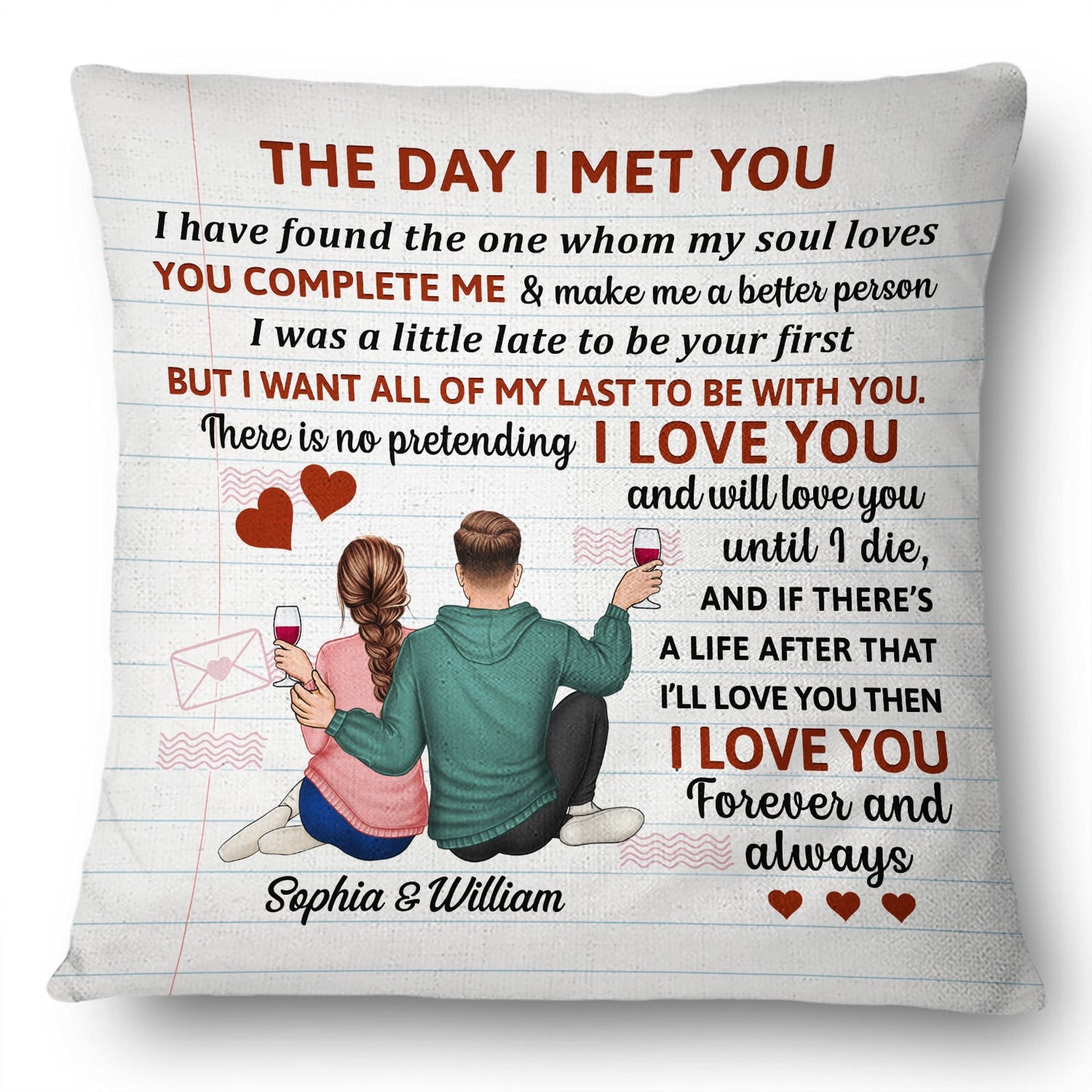 The Day I Met You - Anniversary, Loving Gift For Couples, Husband, Wife - Personalized Pillow