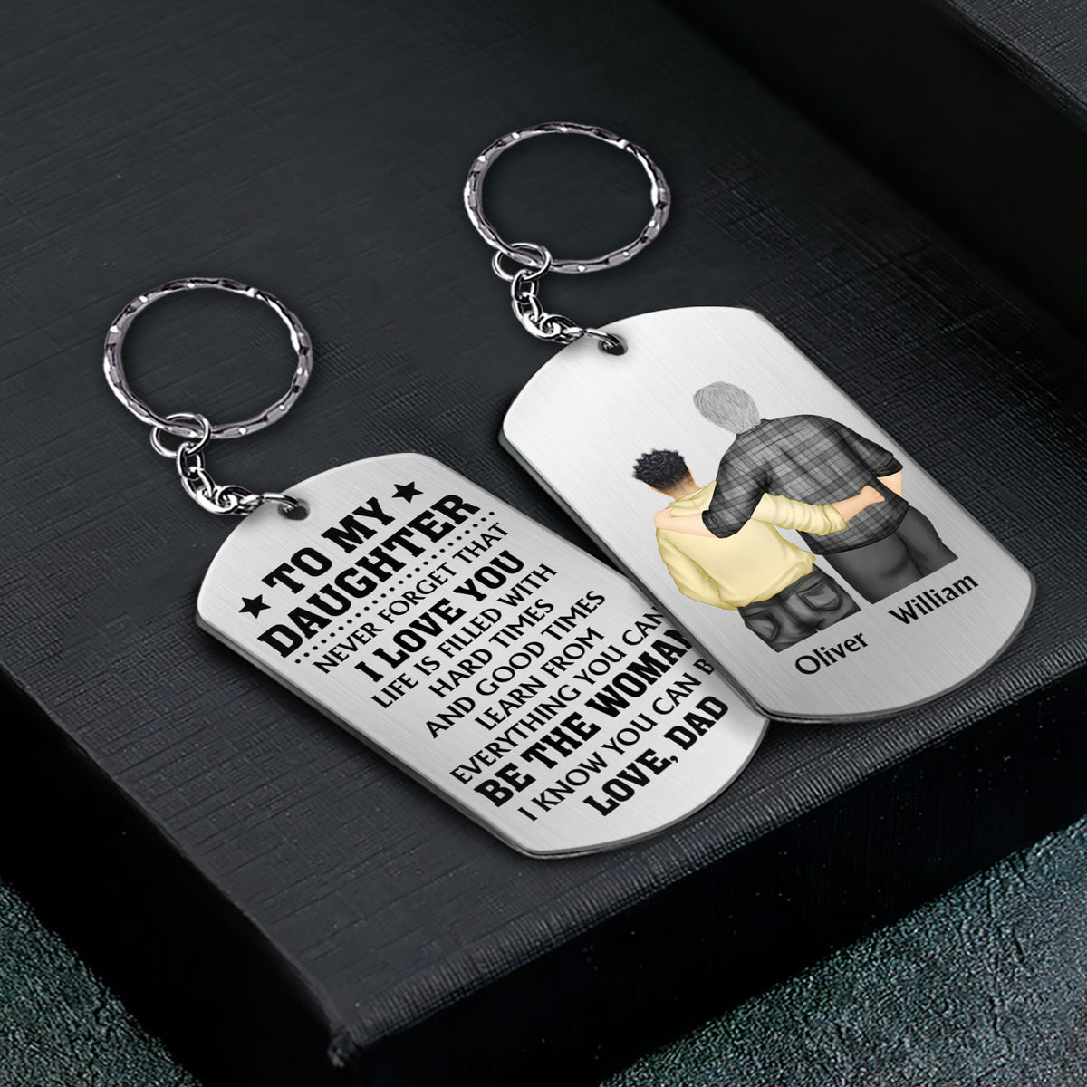 Never Forget That I Love You - Gift For Son, Daughter From Dad - Personalized Aluminum Keychain