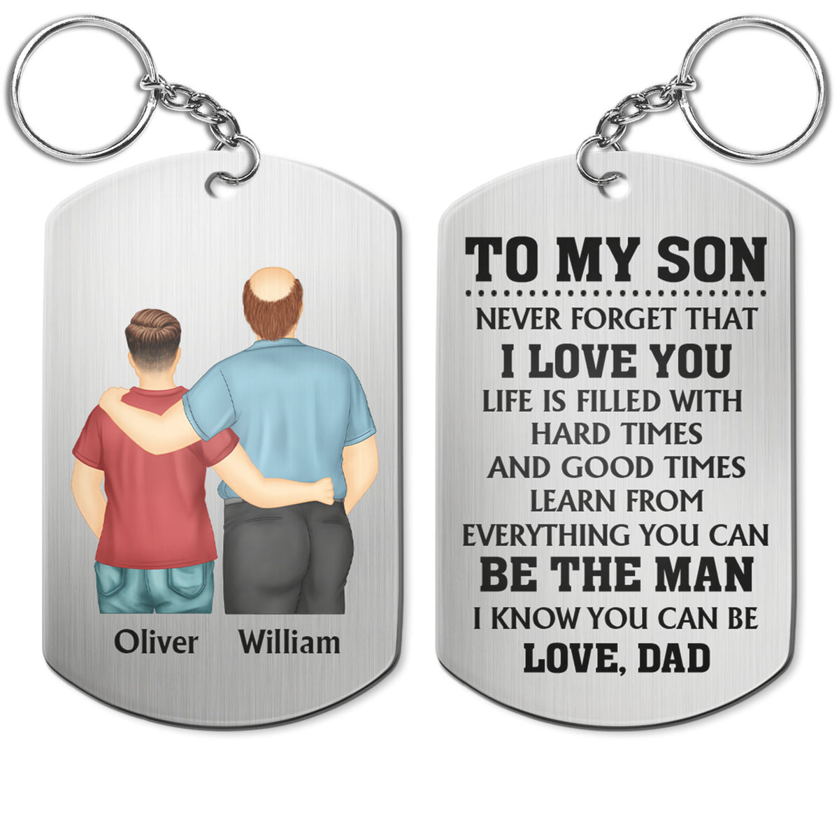 Never Forget That I Love You - Gift For Son, Daughter From Dad - Personalized Aluminum Keychain
