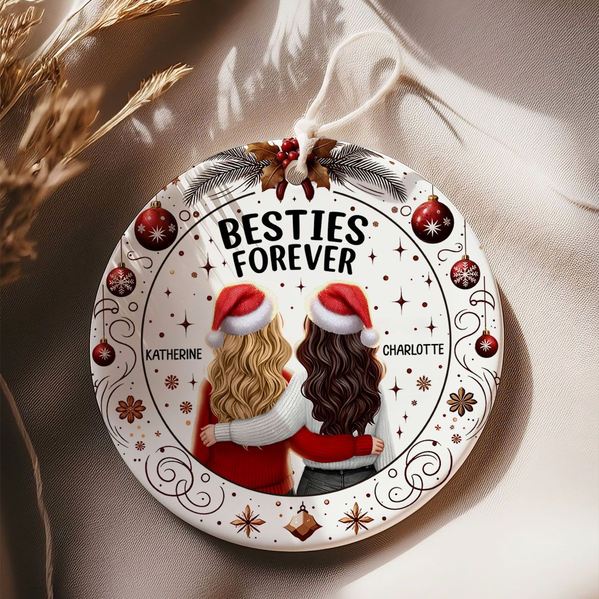 Personalized Besties Forever Ornament – Cheerful Holiday Warmth and Joy