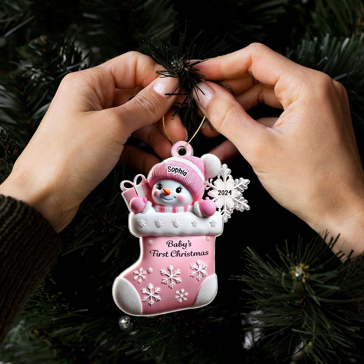 Snowman Baby's First Christmas Ornament Personalized, Custom Baby Boy Girl Christmas Ornament, Christmas Keepsake, Gift for Kid