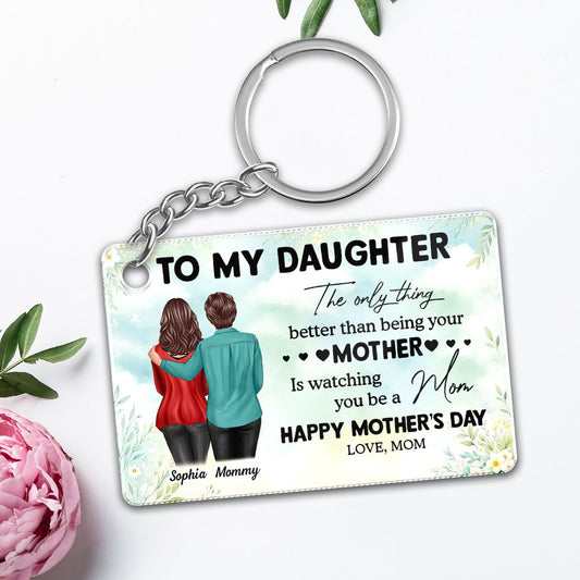 To My Daughter From Mom Happy Mother's Day Personalized Acrylic Keychain, Mother's Day Gift For Daughter