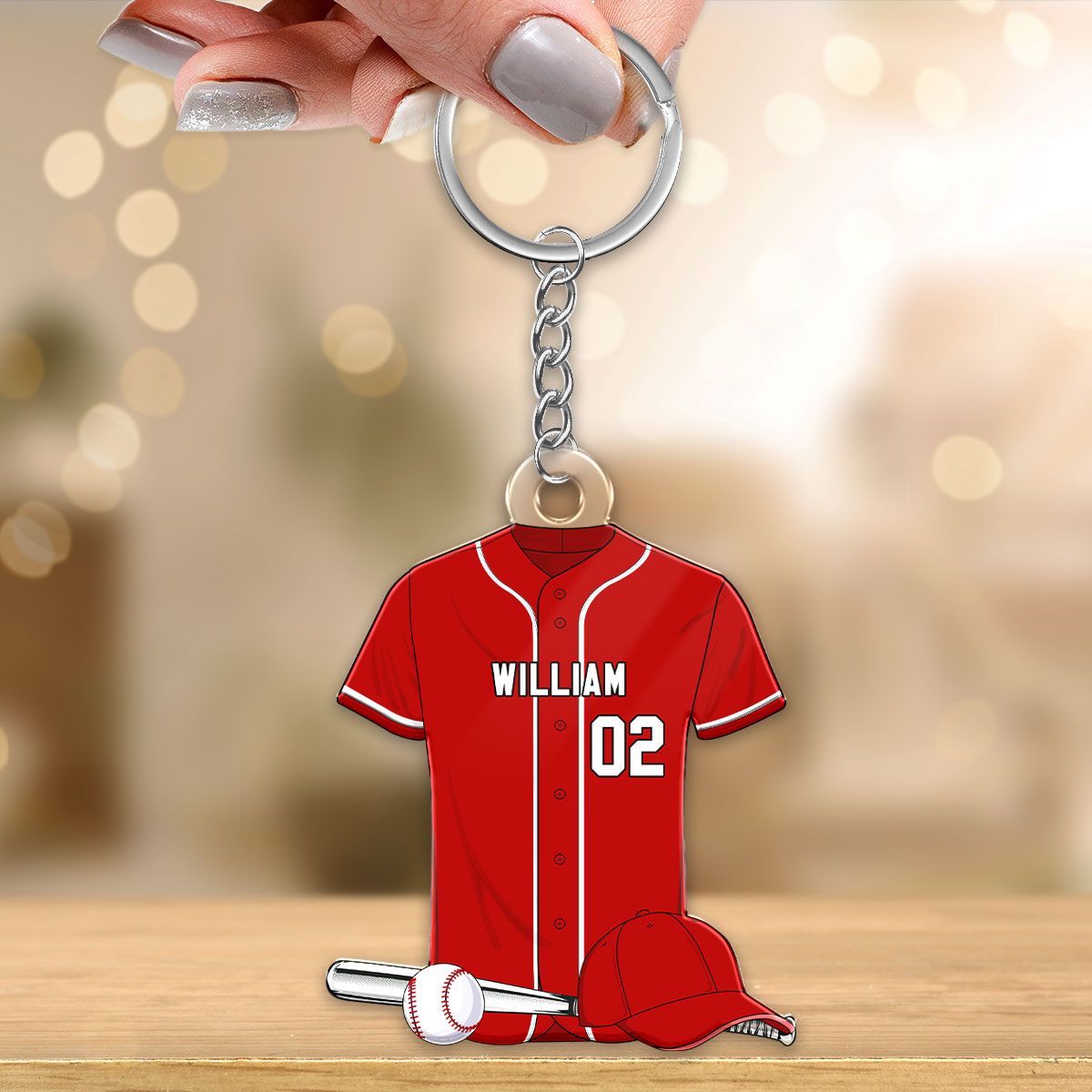 Baseball Shirt Personalized Acrylic Keychain, Gift For Son, Husband