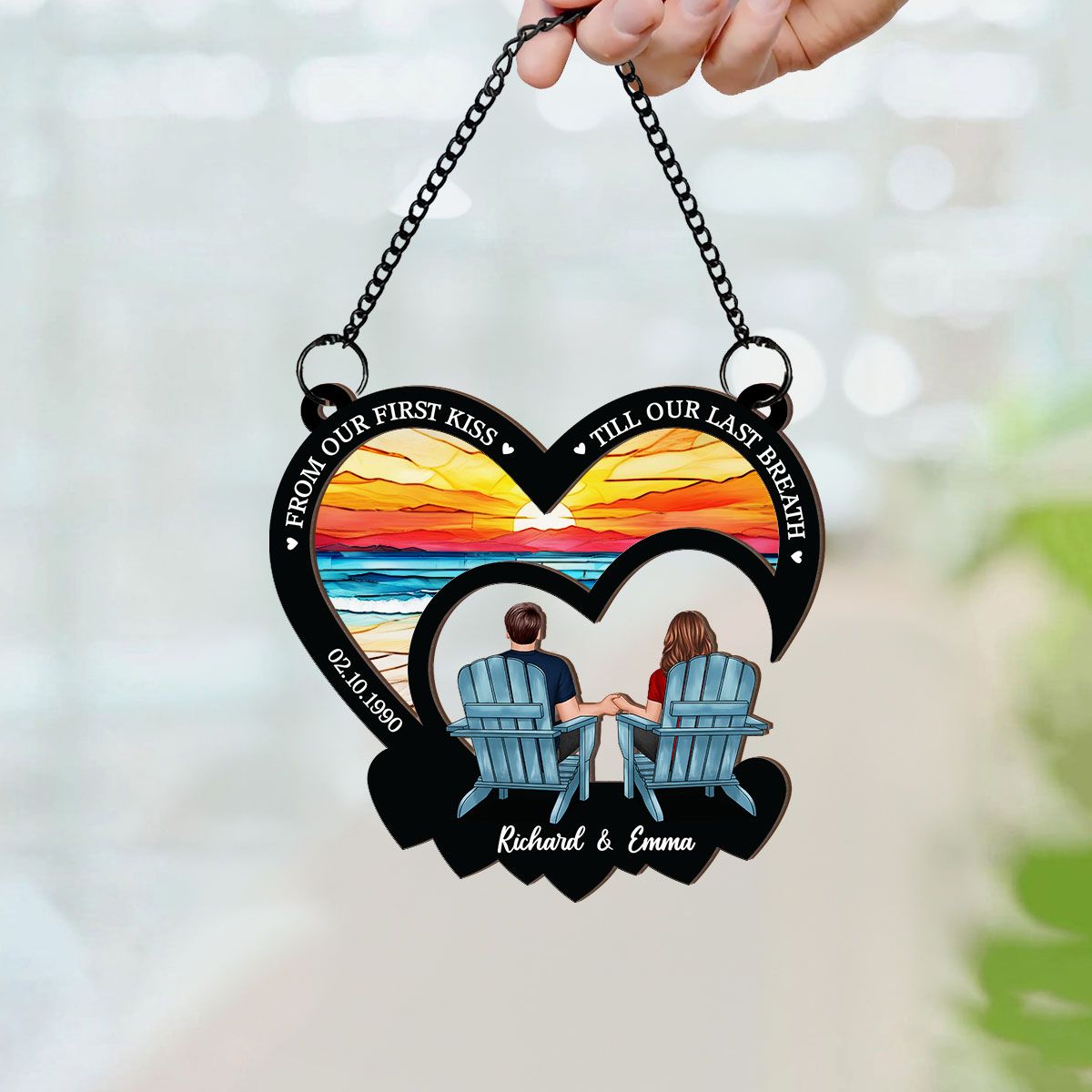 From Our First Kiss Till Our Last Breath, Couple Personalized Window Hanging Ornament