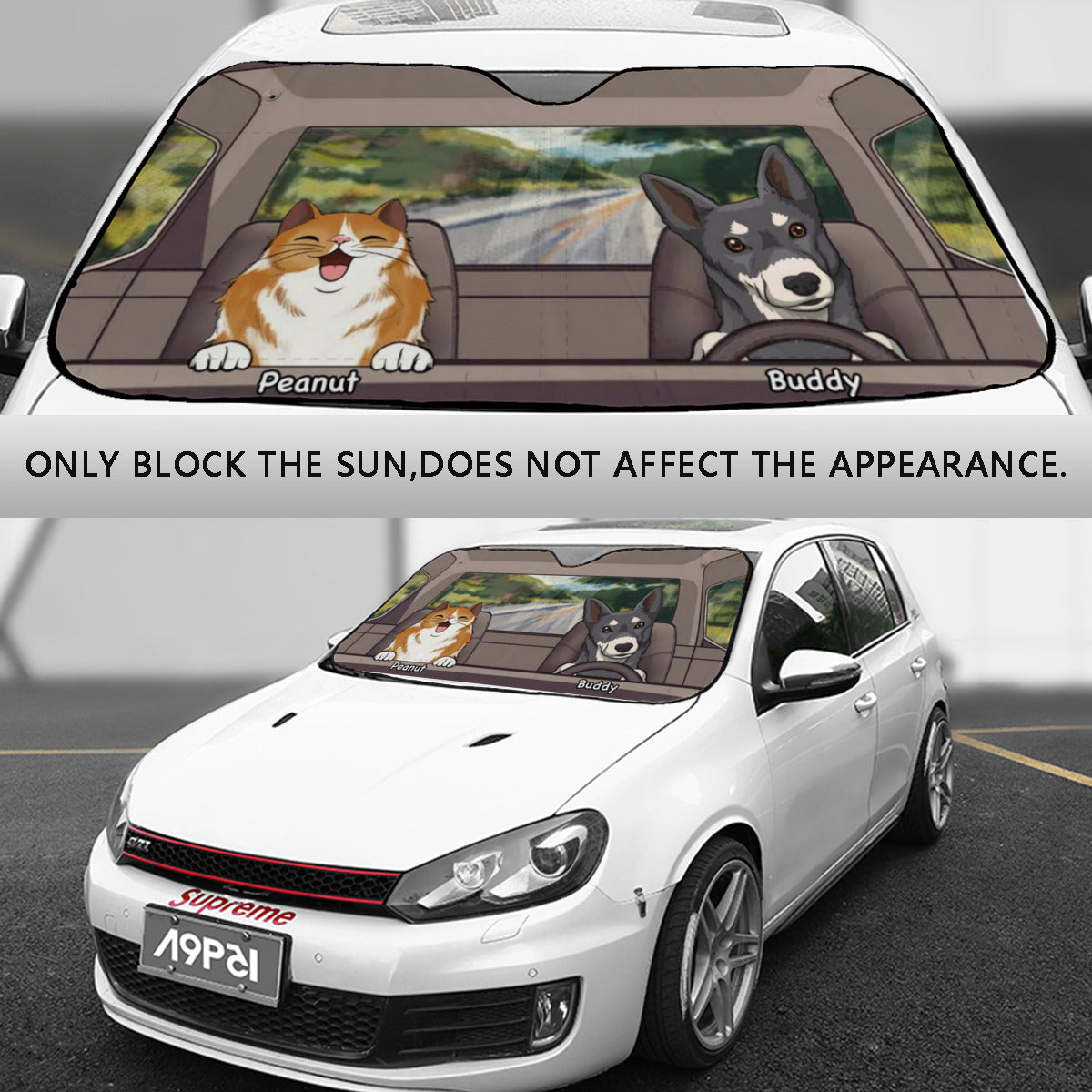 Personalized Dogs And Cats Auto Sunshade Gift For Pet Lovers Car Windshield Sunshades