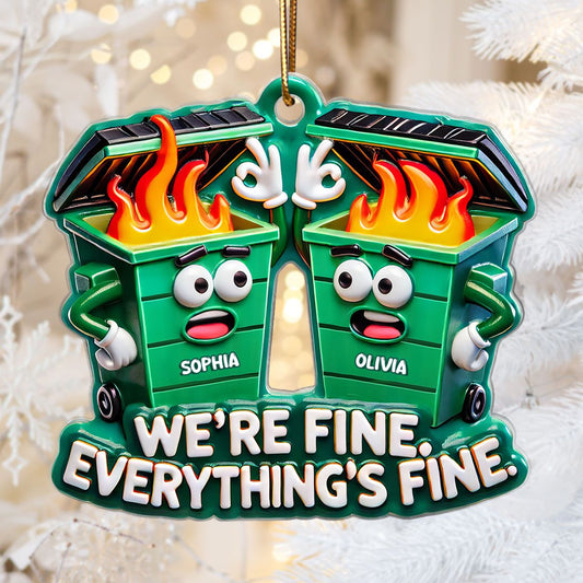 Work Bestie Dumpster Fire Funny Gift For Colleagues Personalized Acrylic Flat Ornament