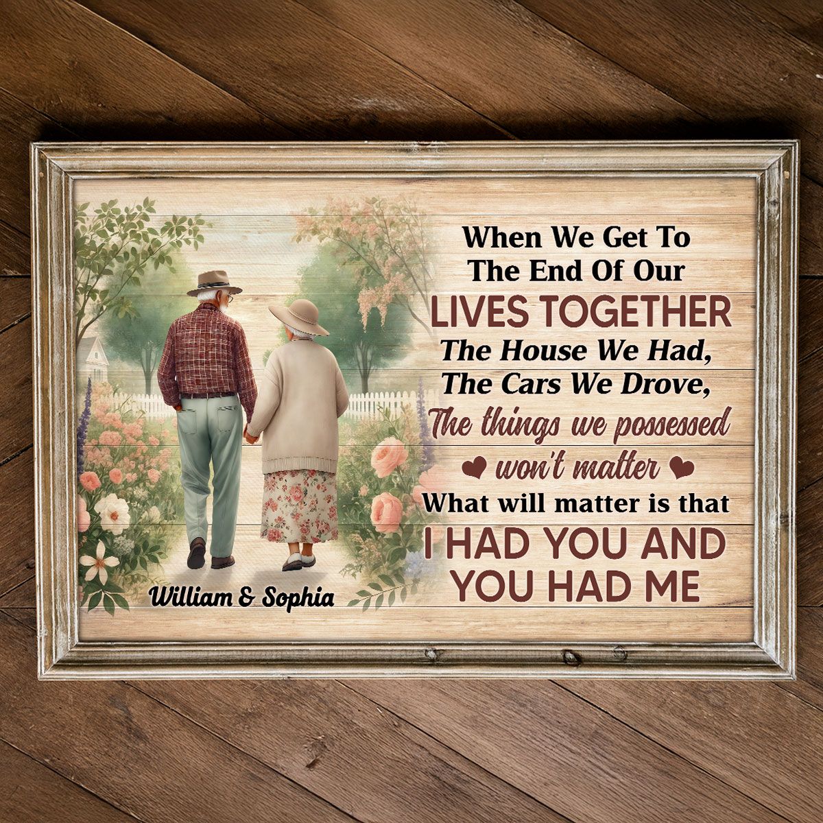 Old Couple Walking In The Flower Garden Personalized Poster, Gift For Him, For Her